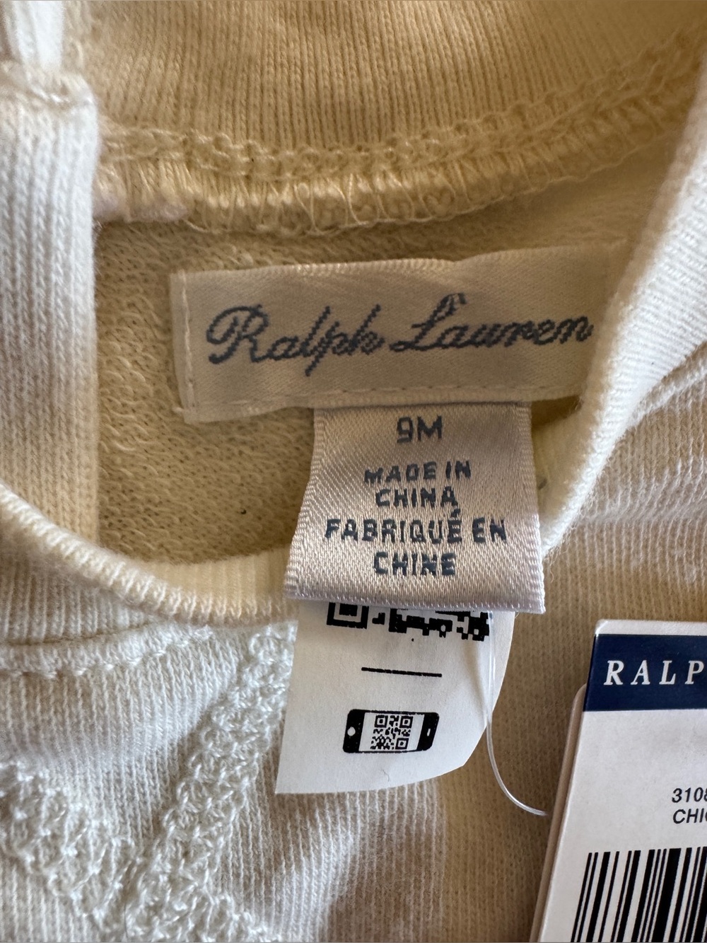 Ralph Lauren Baby Girls 9M Cream Peplum Sweatshirt Top NWT - Picture 4 of 7